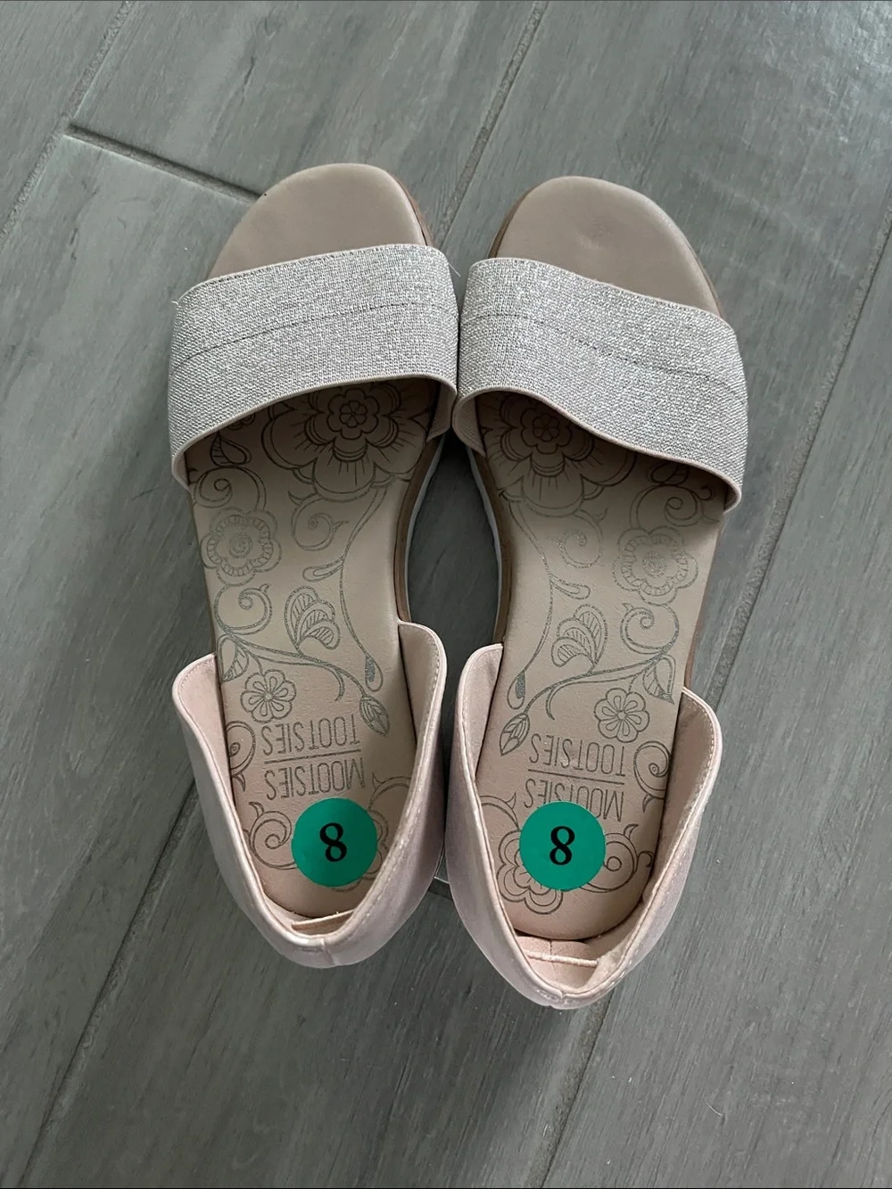Mootsies Tootsies shimmering Light Pink Elastic Strap Open-Toe Sandals